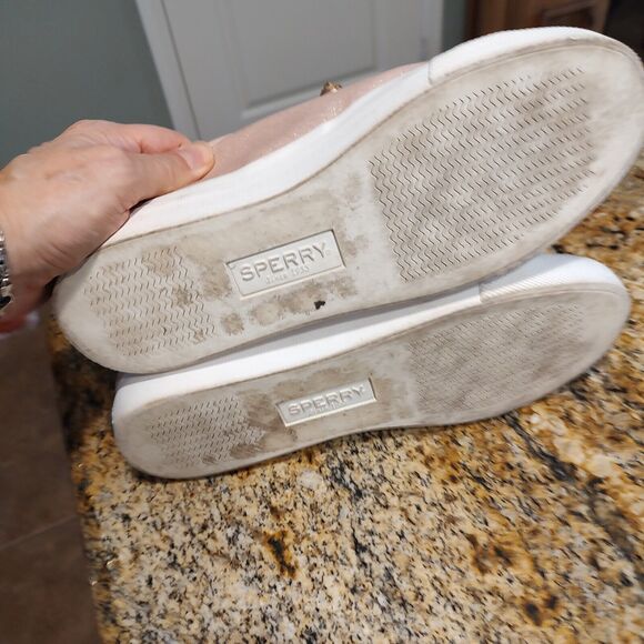 Sperry Sky Sail Metallic Twill Rose Dust Slip On Sneakers Women's Sz 9.5M - Picture 8 of 12